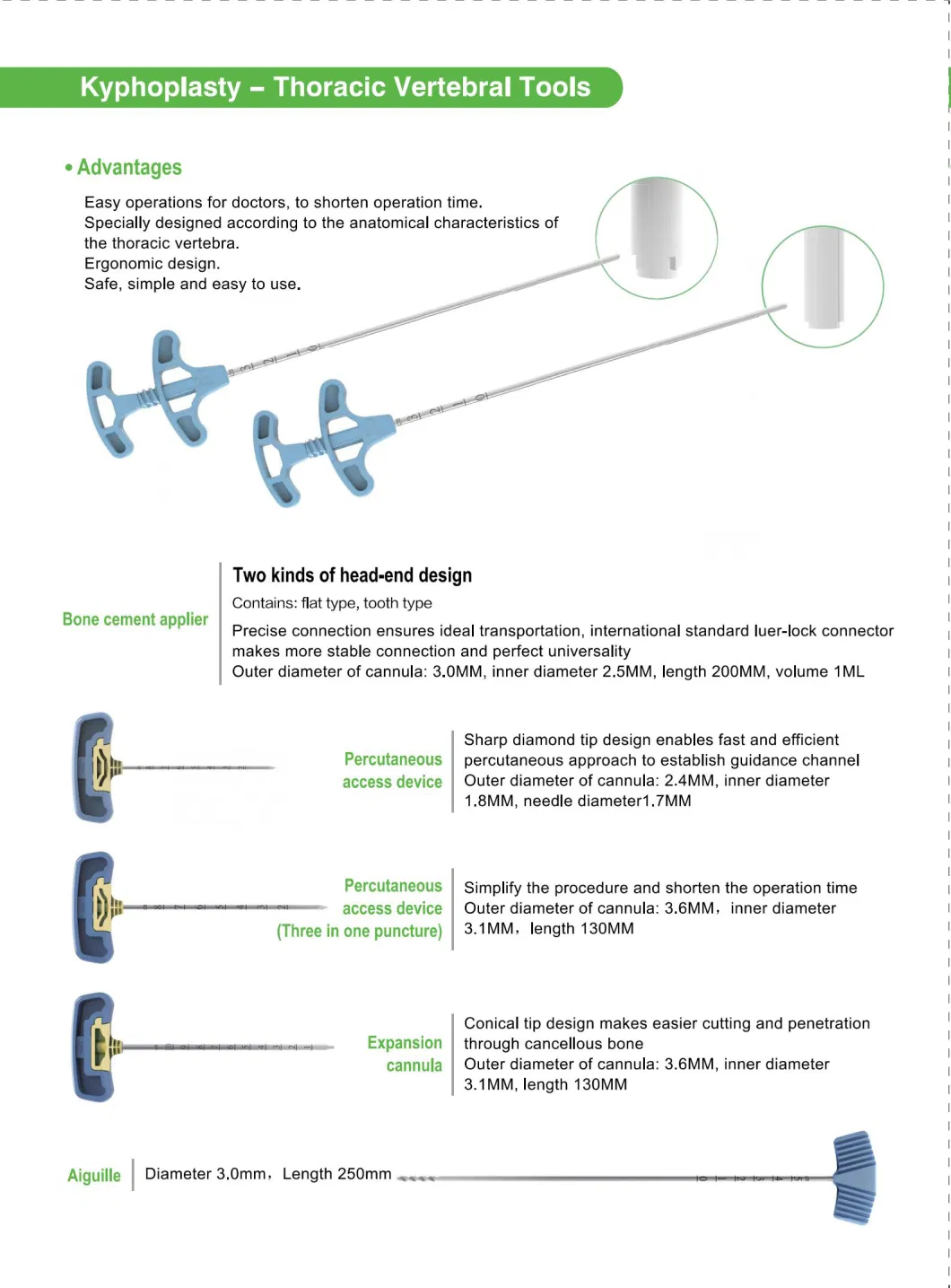 Kyphoplasty Vertebroplasty Orthopedic Surgical Bone Cement Syringe Injector Spinal Bone Biopsy Needle Punch Balloon Inflation Pump Catheter Pkp Pvp Instrument