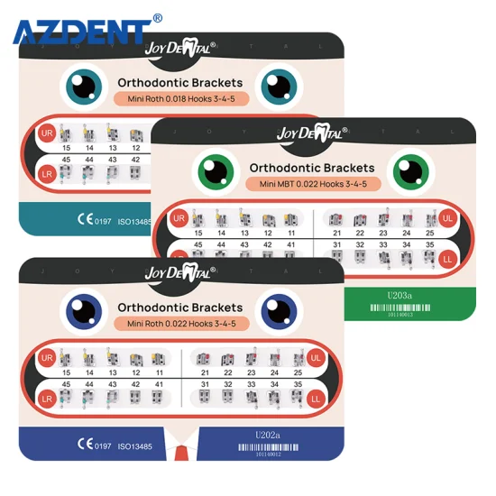Ортодонтические стоматологические моноблочные брекеты MIM Roth 0,018/022 с 3 шт.